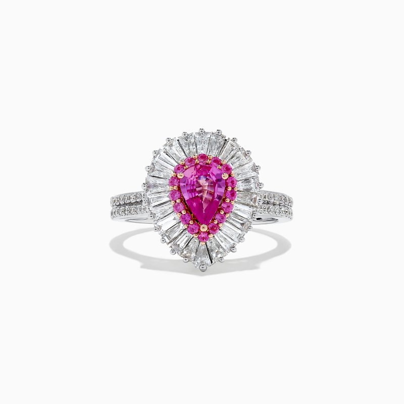 Pink Sapphire Diamond Halo Ring