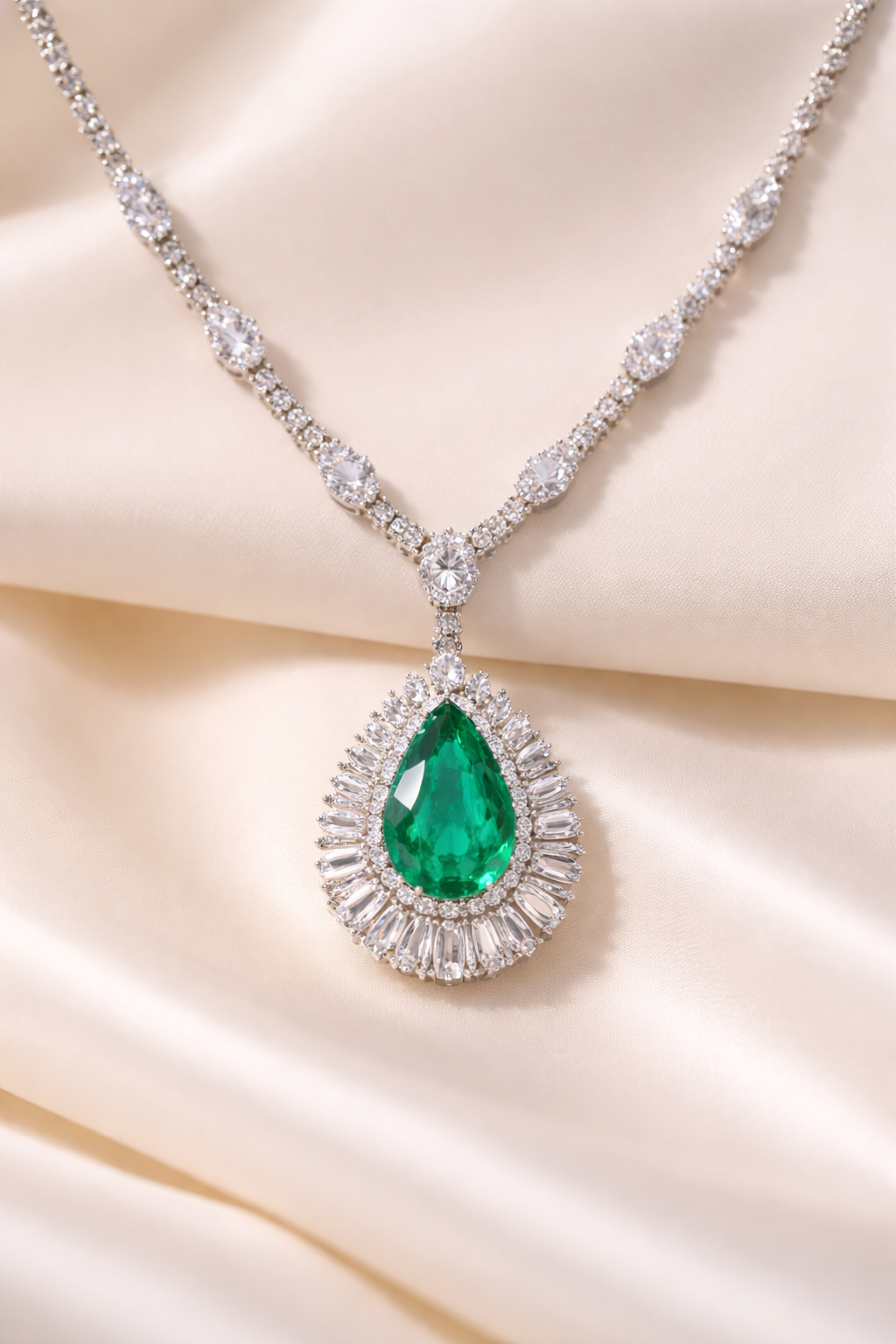 Emerald Radiance Diamond Pendant Necklace