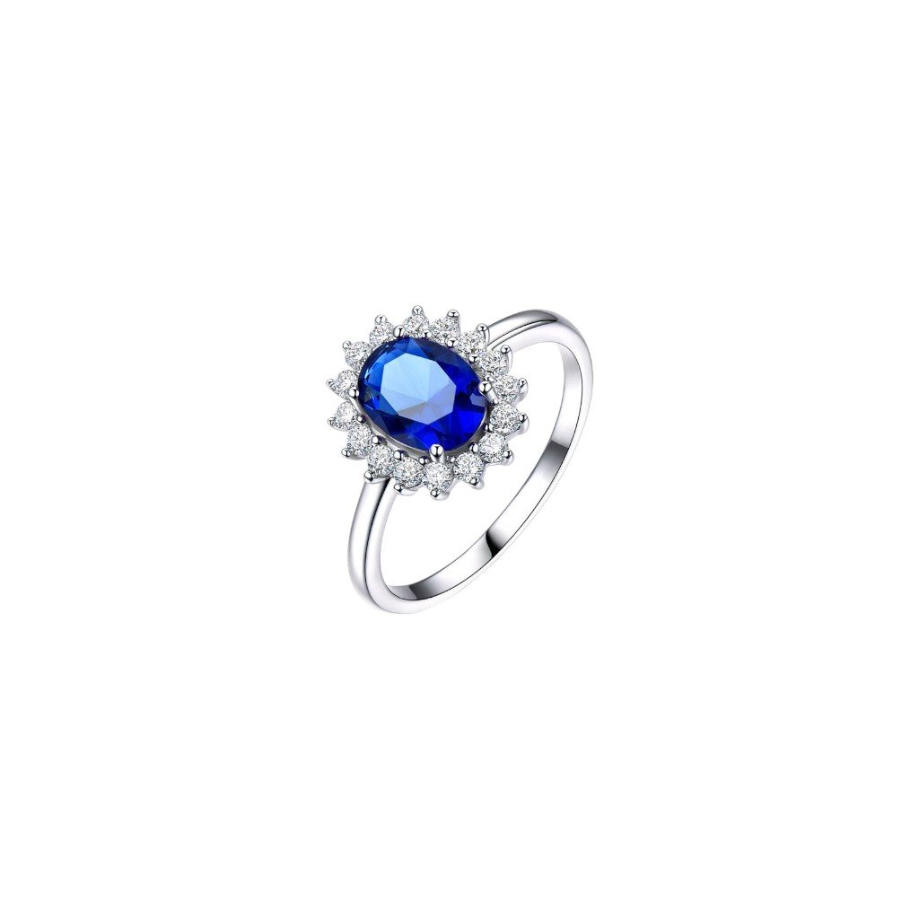 The "Royal Halo" Oval Cut Blue Sapphire & Brilliant Diamond Ring