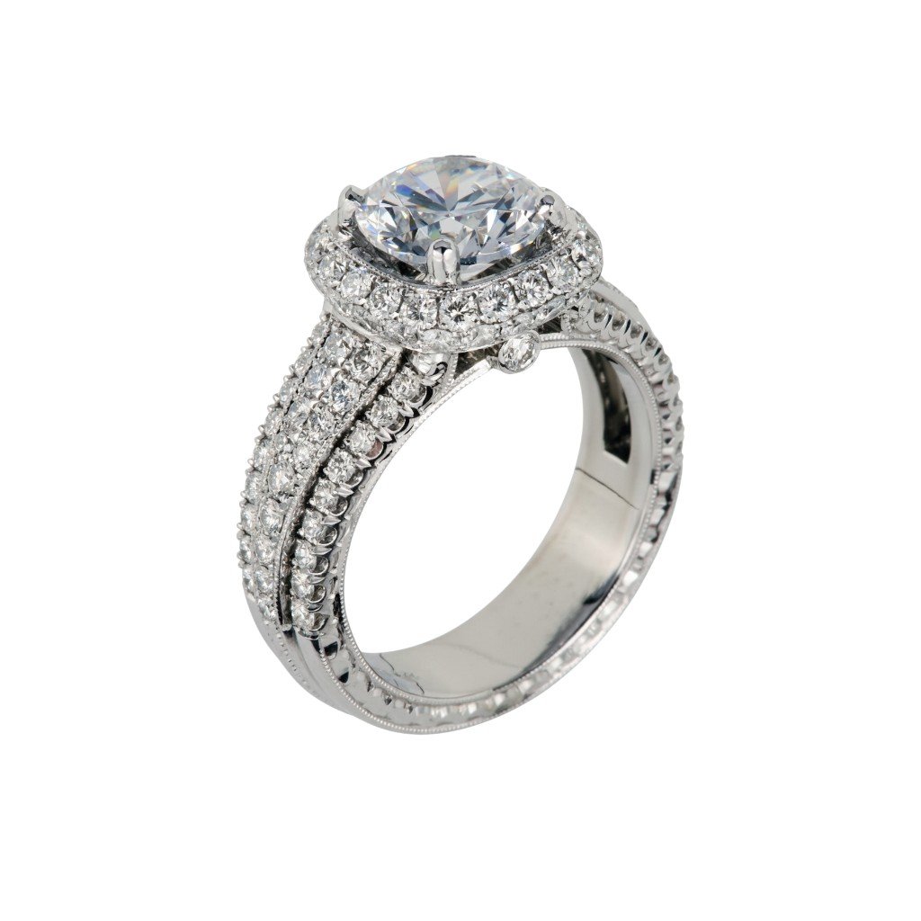 The "Grand Empress" Double Halo Triple-Row Ring