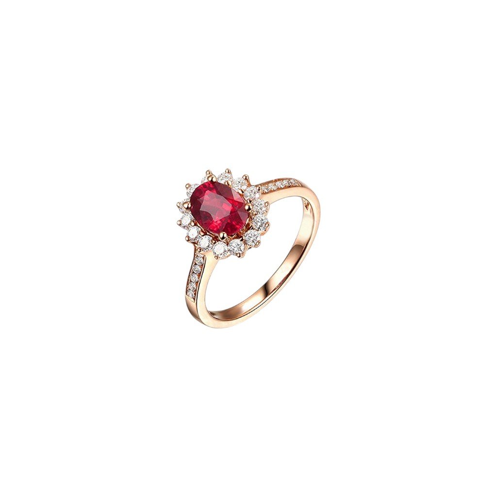 The "Royal Crimson" Natural Ruby Halo Ring